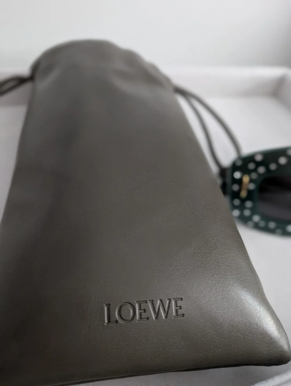 Loewe LW4114IS Crystal Embellished Green Sunglasses 96A Emerald Green Italy